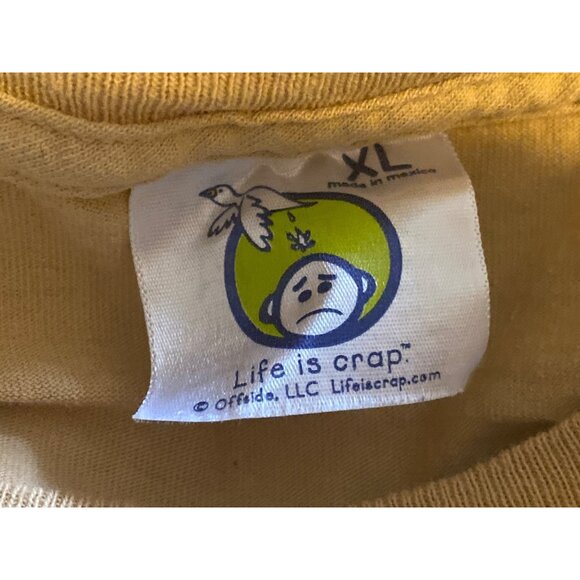 VTG Life Is Crap Top T Shirt Tee SS No Smoking Gold Men XL - Picture 8 of 8